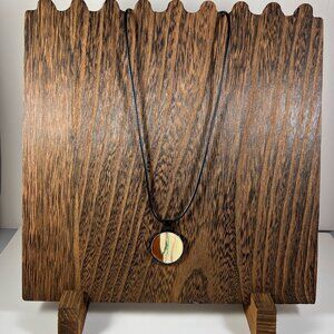 Acrylic Pour Pendant Necklace With Black Chain Unique Design